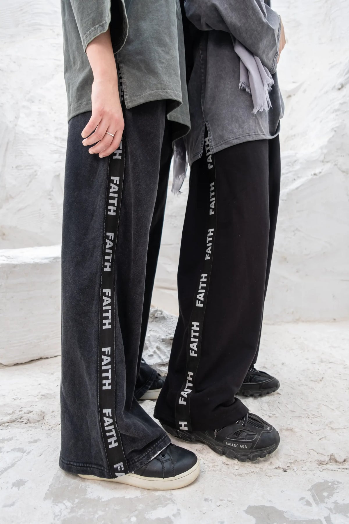 Washed Dark Grey Faith Printed Logo