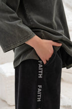 Washed Dark Grey Faith Printed Logo