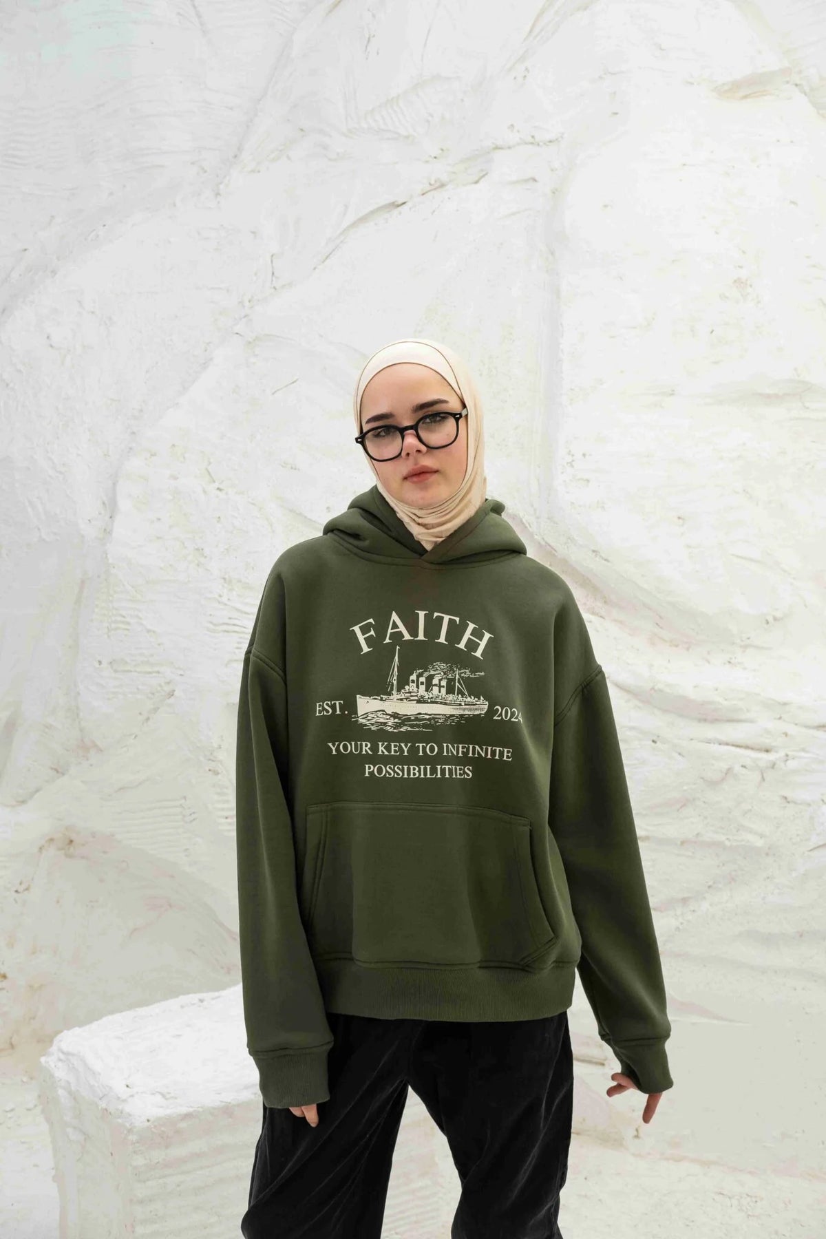 Faith Olive Hoodie Print