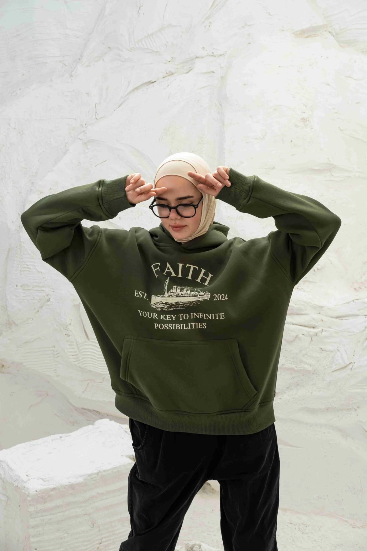 Faith Olive Hoodie Print