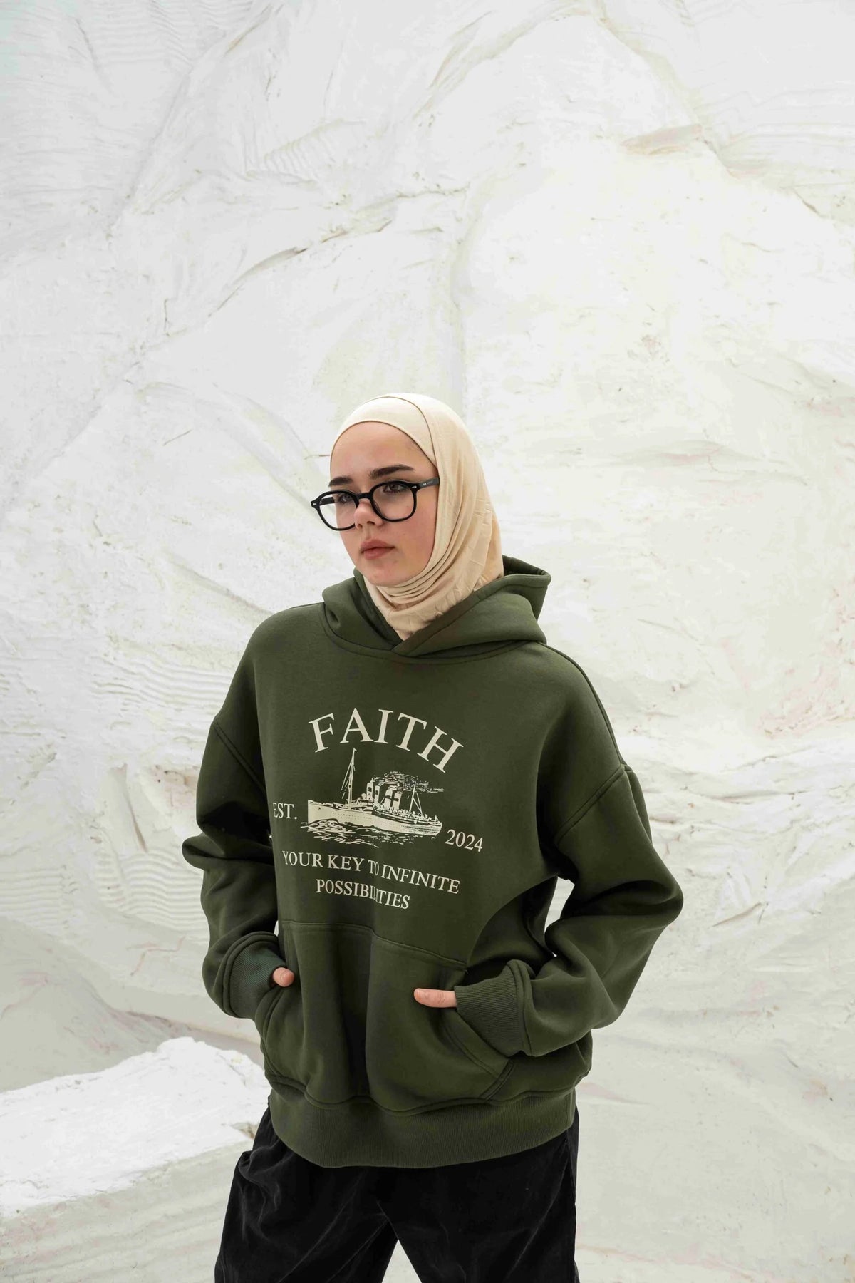 Faith Olive Hoodie Print