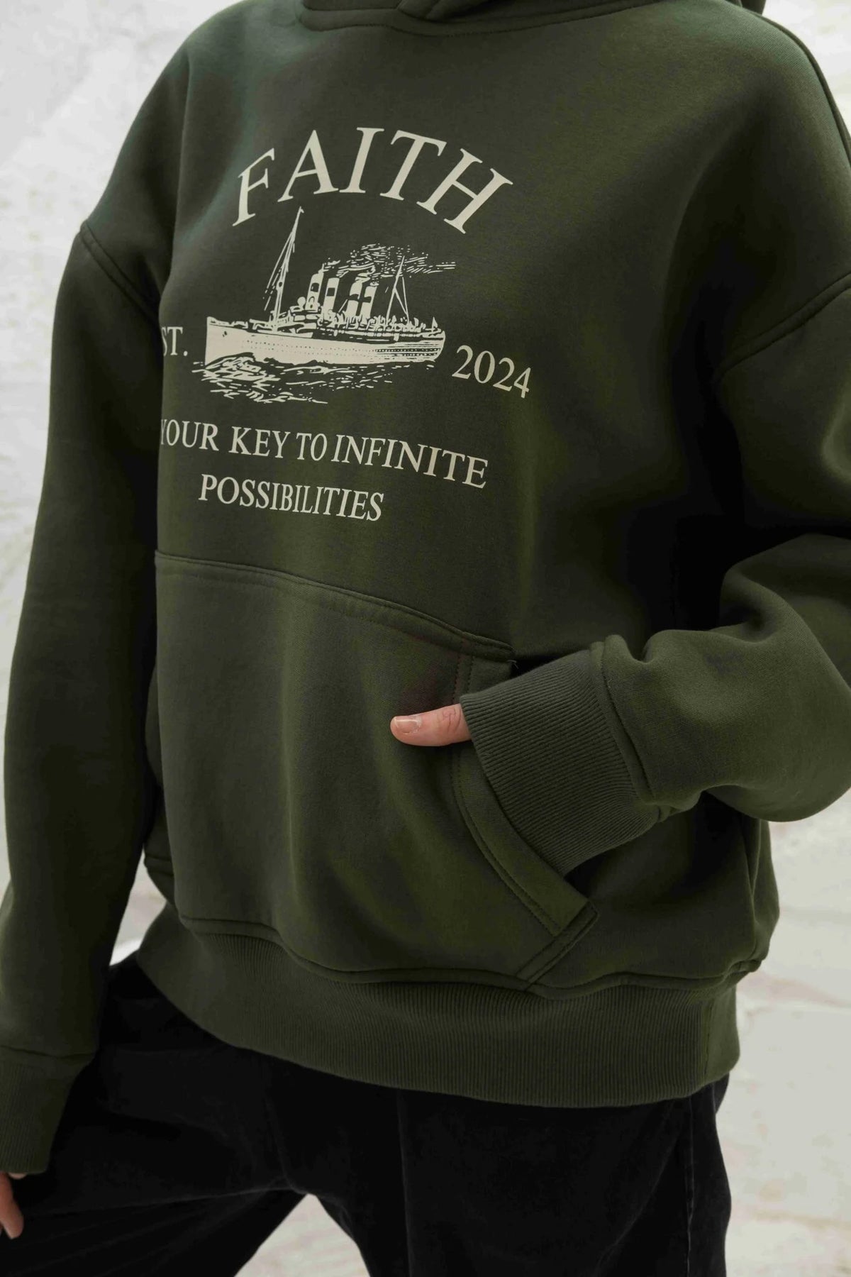 Faith Olive Hoodie Print