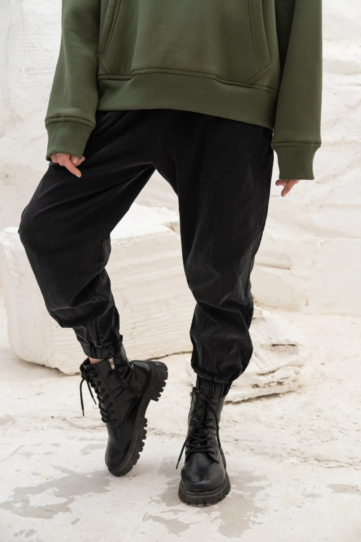 Denim Joggers-Black