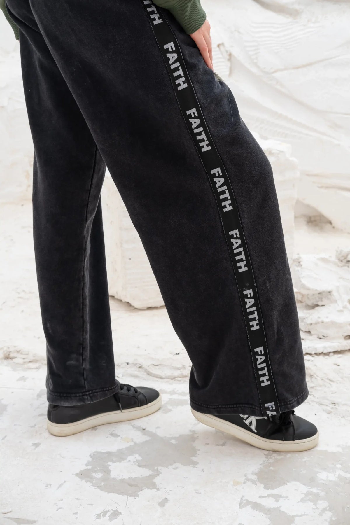 Washed Dark Grey Faith Printed Logo