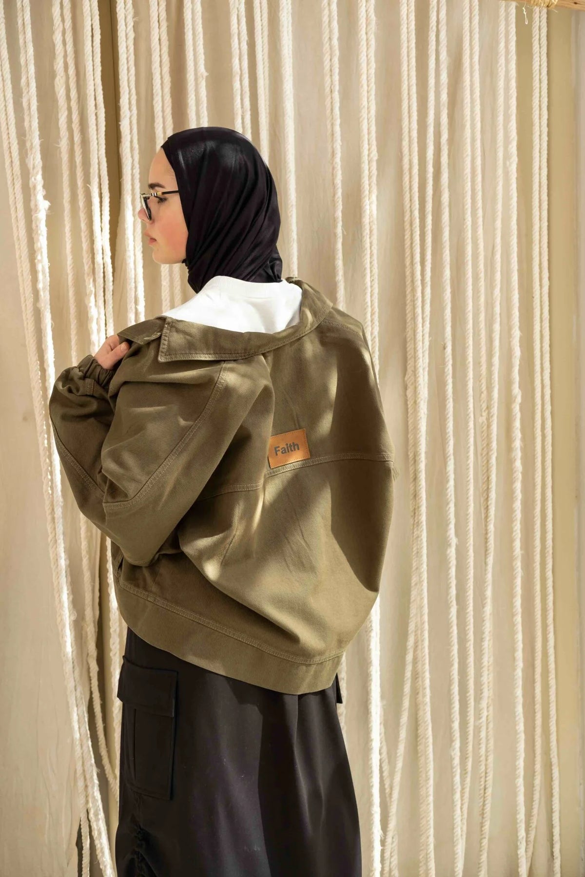 Olive Trendy Baseball Jacket