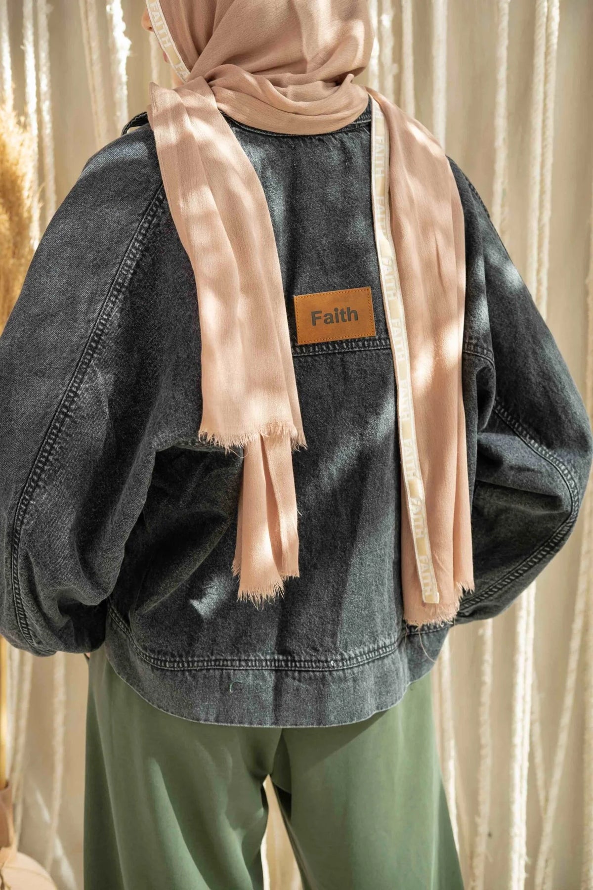 Washed Grey Denim Baseball Jacket