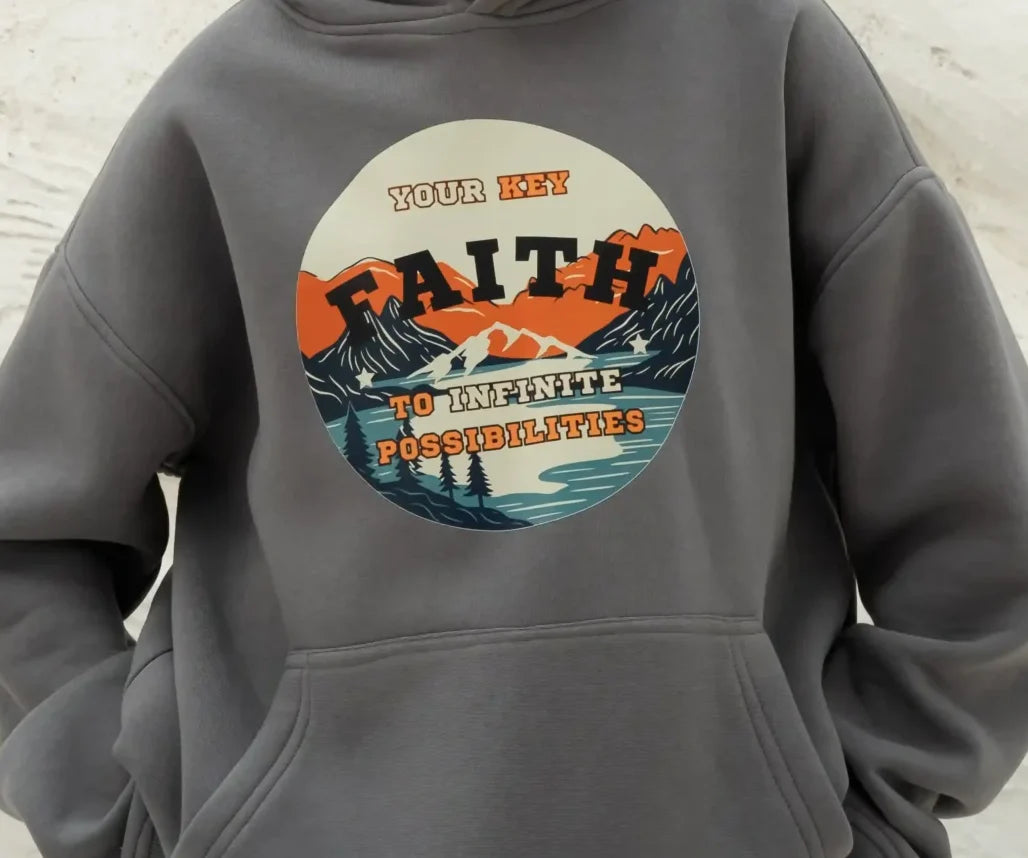 Faith Grey Printed Hoodie