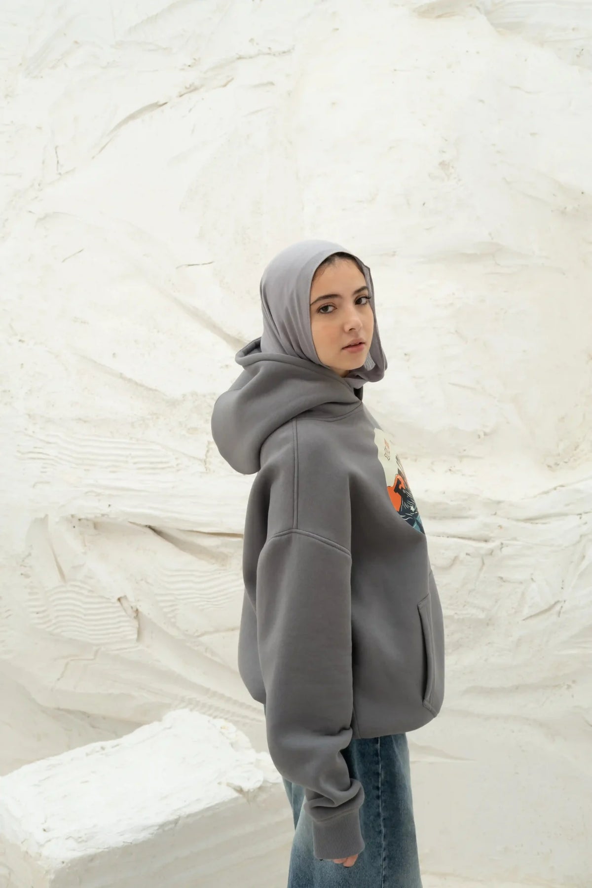 Faith Grey Printed Hoodie