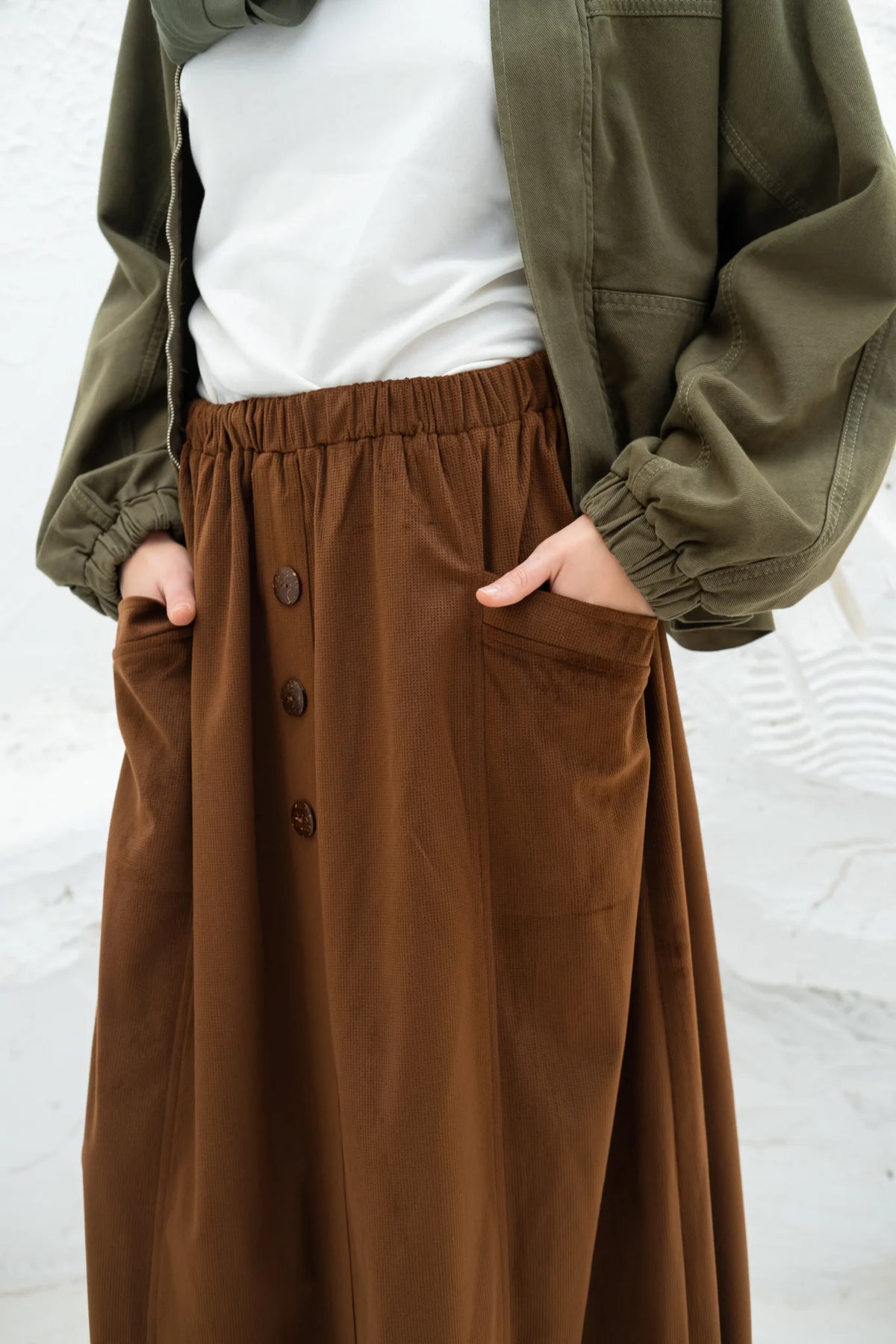 Trendy Velvet Brown Skirt