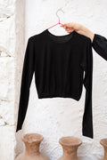 Half Cotton Body Suit Black